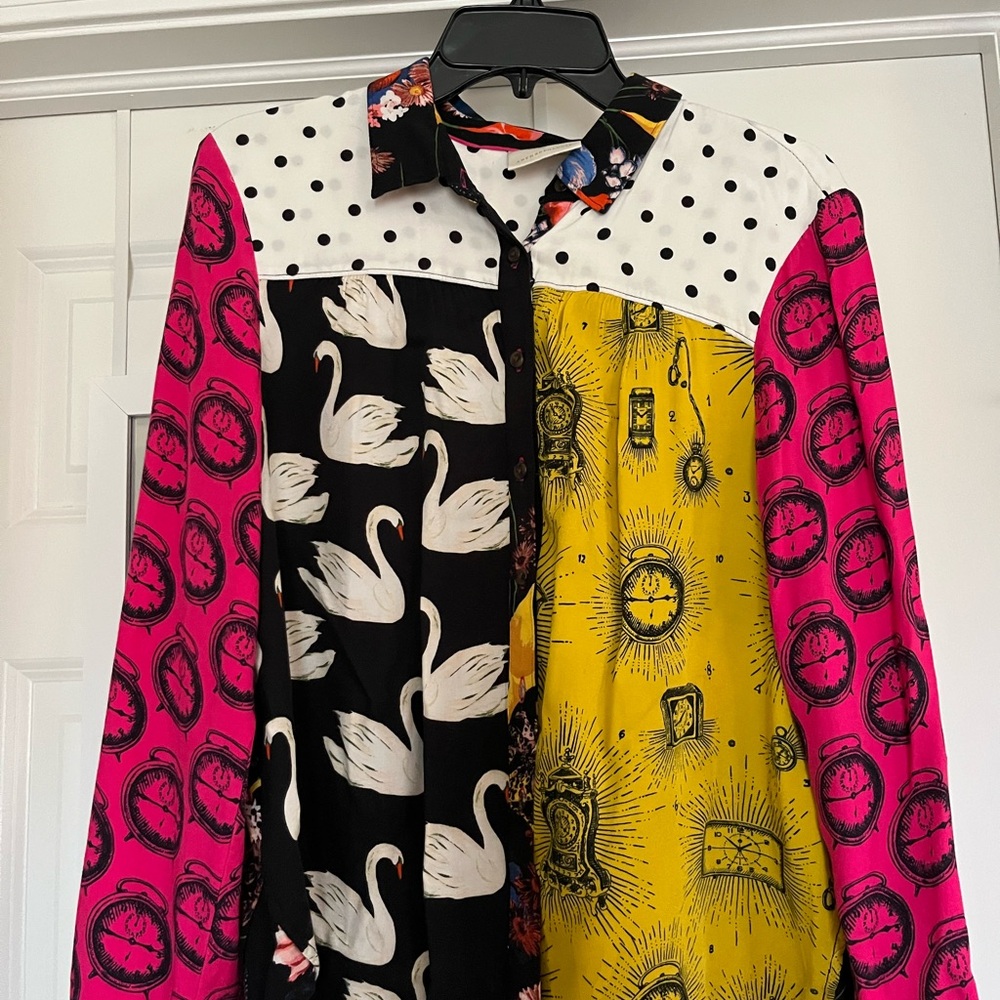 Anthropologie Maeve Multicolor Patterned Shirt